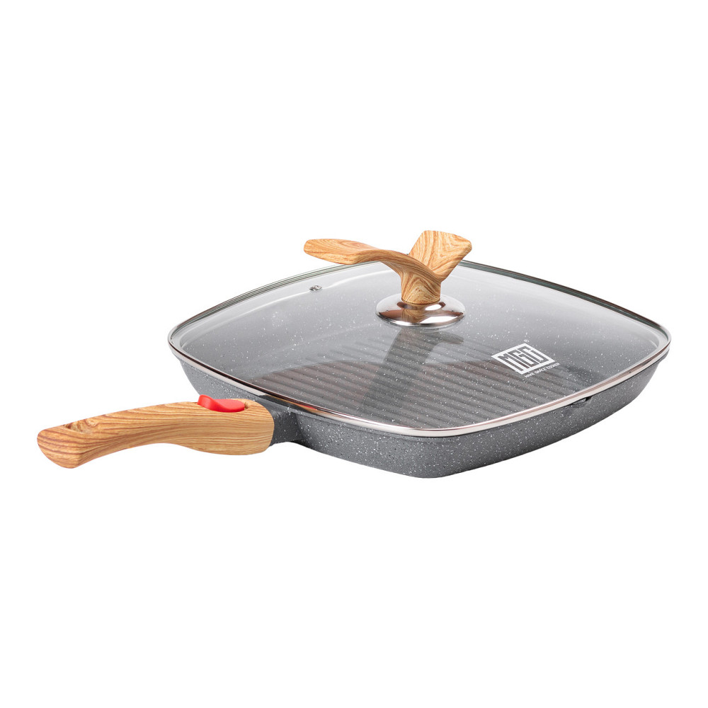 MGC Алюмінієва сковорода-гриль 28 см зі скляною кришкою Квадрат сірий MGC HP-4-462G Киев - изображение 6