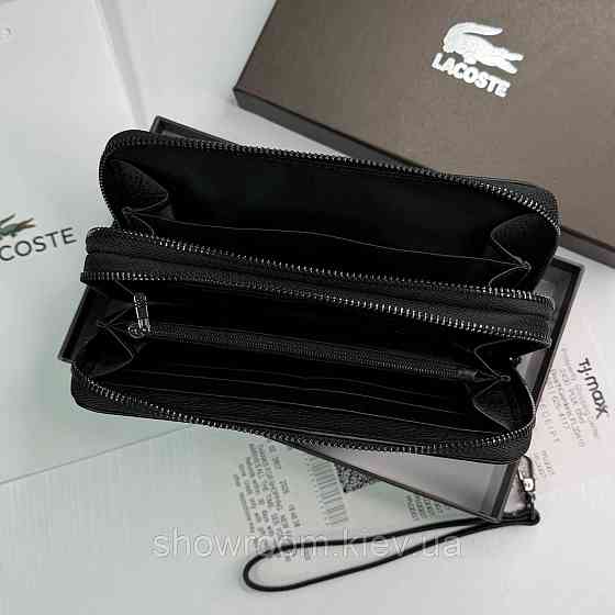 Кожаный брендовый кошелек клатч на два отделения Lacoste (6614) Киев