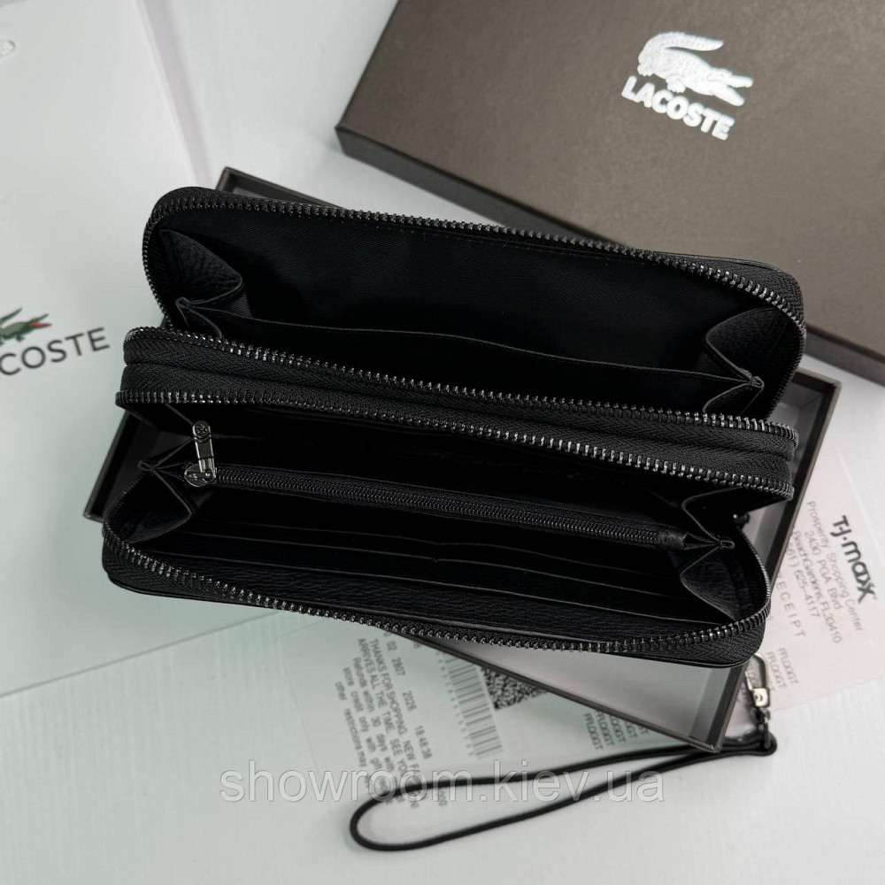 Кожаный брендовый кошелек клатч на два отделения Lacoste (6614) Киев - изображение 3
