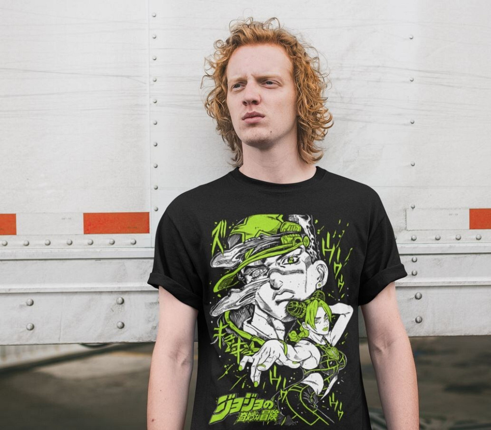 Футболка з аніме принтом Джоджо С Бізарре Адвентуре оверсайз (S/M/L) Чорний AnimeJ1119 Дніпро - фото 2