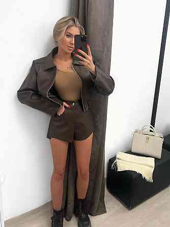 Жіночий стильний привабливий комплект з екошкіри Шоколад, 42/44 Одеса