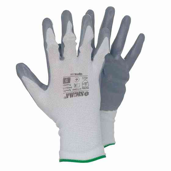 Трикотажные перчатки с частичным нитриловым покрытием р9 (серые, манжет) SIGMA (9443511) Ровно