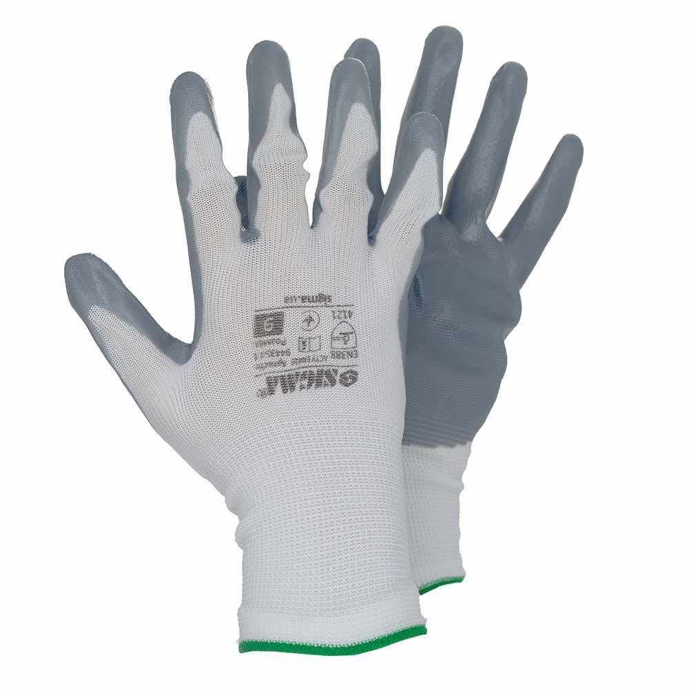 Трикотажные перчатки с частичным нитриловым покрытием р9 (серые, манжет) SIGMA (9443511) Ровно - изображение 1
