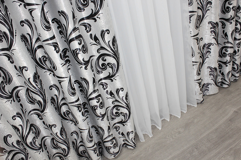 Комплект готовых штор VR-Textil Блэкаут Лилия № 140ш(Б) Серый 100х270 см 2шт (31-209) Киев - изображение 6