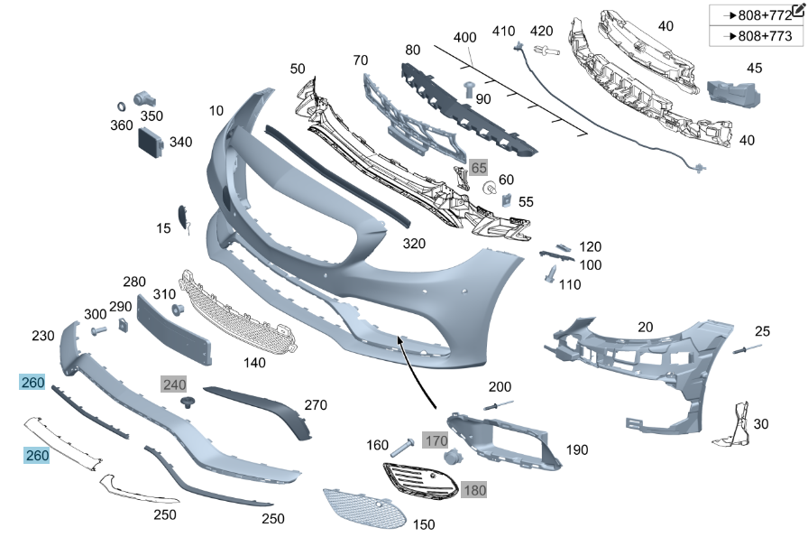 Mercedes-Benz  A2058858802 Нова центральна хром накладка переднього бампера AMG рестайлінг C-Class W205 C-Class Estate S205 C-Class Coupe С205 C-Class Одесса - изображение 2