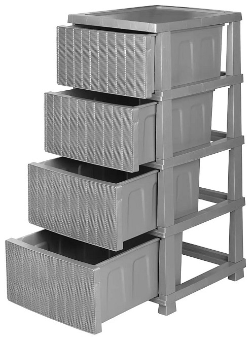 Комод пластиковий "Ротанг" 4 яруси 86*43*34см, R-Plastic, сірий Одеса - фото 1