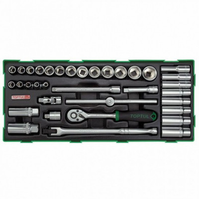Набор инструментов Toptul головки с трещоткой 3/8" 35ед. (в ложементе, тип В) (GTB3503) Винница - изображение 1