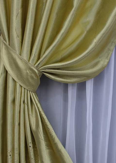Комплект готових штор VR-Textil Софт № 1478ш Золотистий 150х270 см 2 шт (33-0346) Київ - фото 5