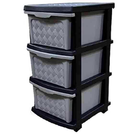 Комод пластиковый серо-чёрный 