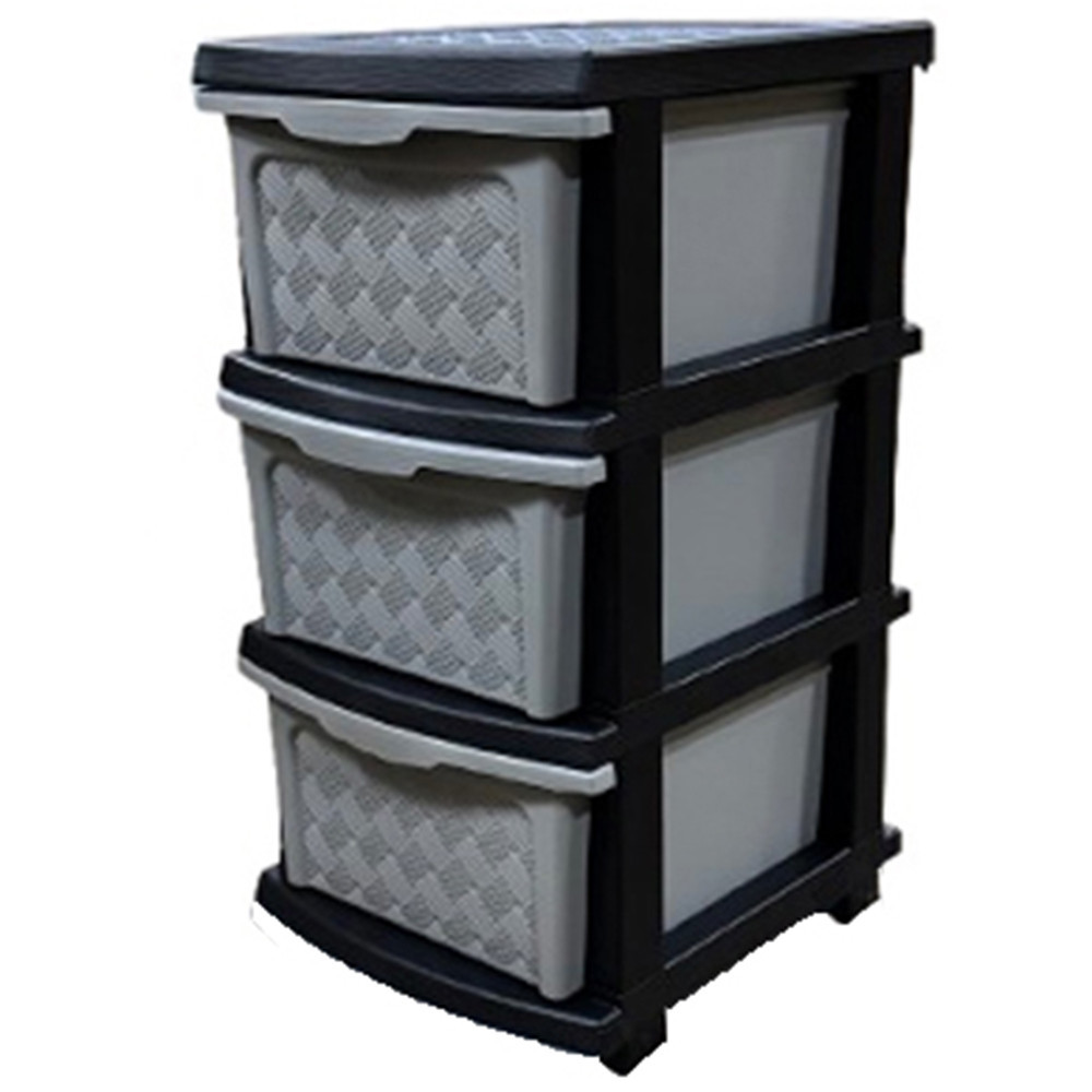 Комод пластиковый серо-чёрный 