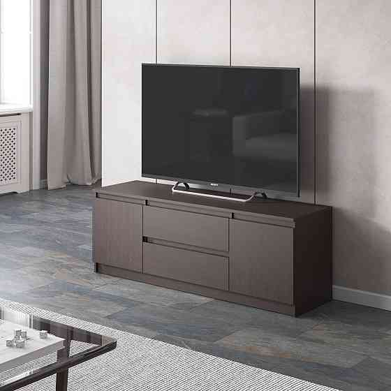 Тумба под телевизор VAYS, для гостиной, современная, 2 выдвижных ящика и две двери, без ручек R-28 Венге Темный Львов