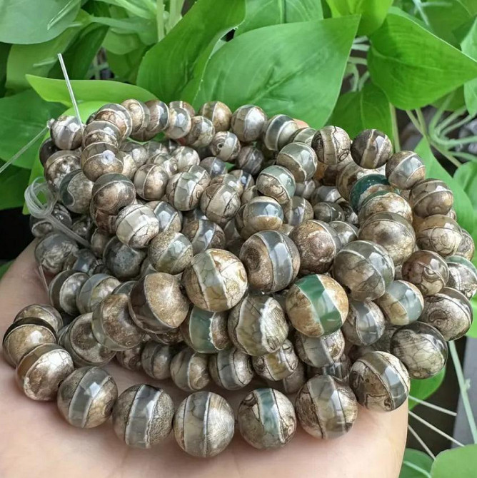 Намистини Дзи з натурального каменю агат, 8 мм. 45 штук, тибетські намистини, енергетичний камінь. Київ - фото 4