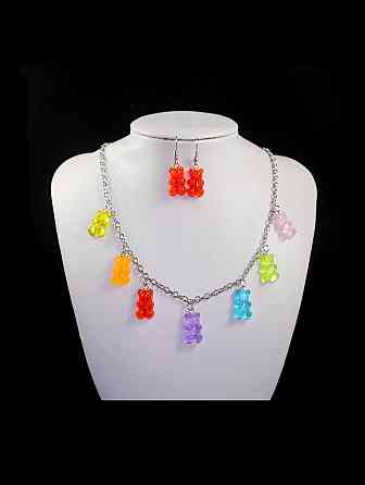 Украшения с мишками (набор) - в набор входит сережки и ожерелье, материал смола Киев