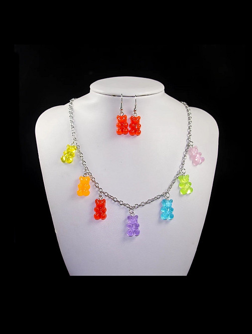 Украшения с мишками (набор) - в набор входит сережки и ожерелье, материал смола Киев - изображение 1