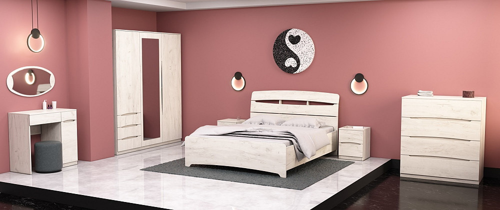 Кровать Дельта двуспальная, Дуб Крафт Білий, 2132х1450х1070 Львов - изображение 5