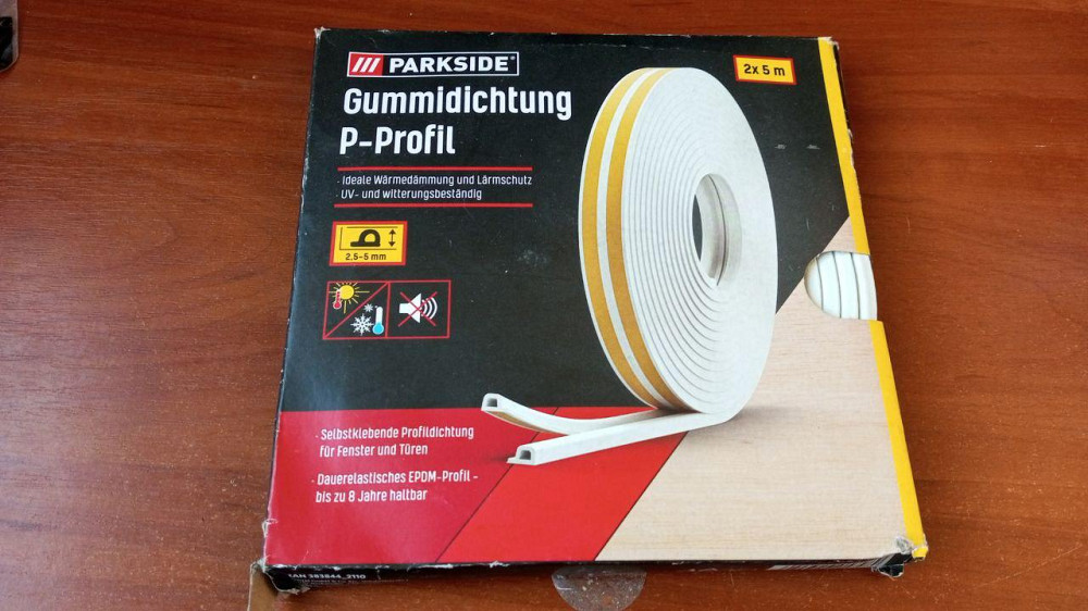 Гумовий ущільнювач на вікна та двері PARKSIDE 2 шт. по 5 м самоклейний утеплювач вікон Полтава - фото 1