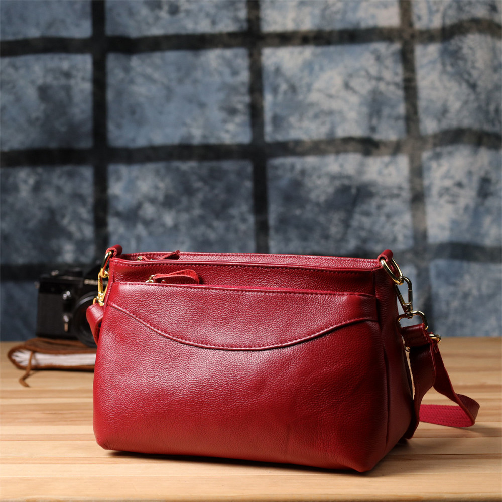 Женская сумка с твердым дном из натуральной кожи Vintage 22982 Красный Киев - изображение 9