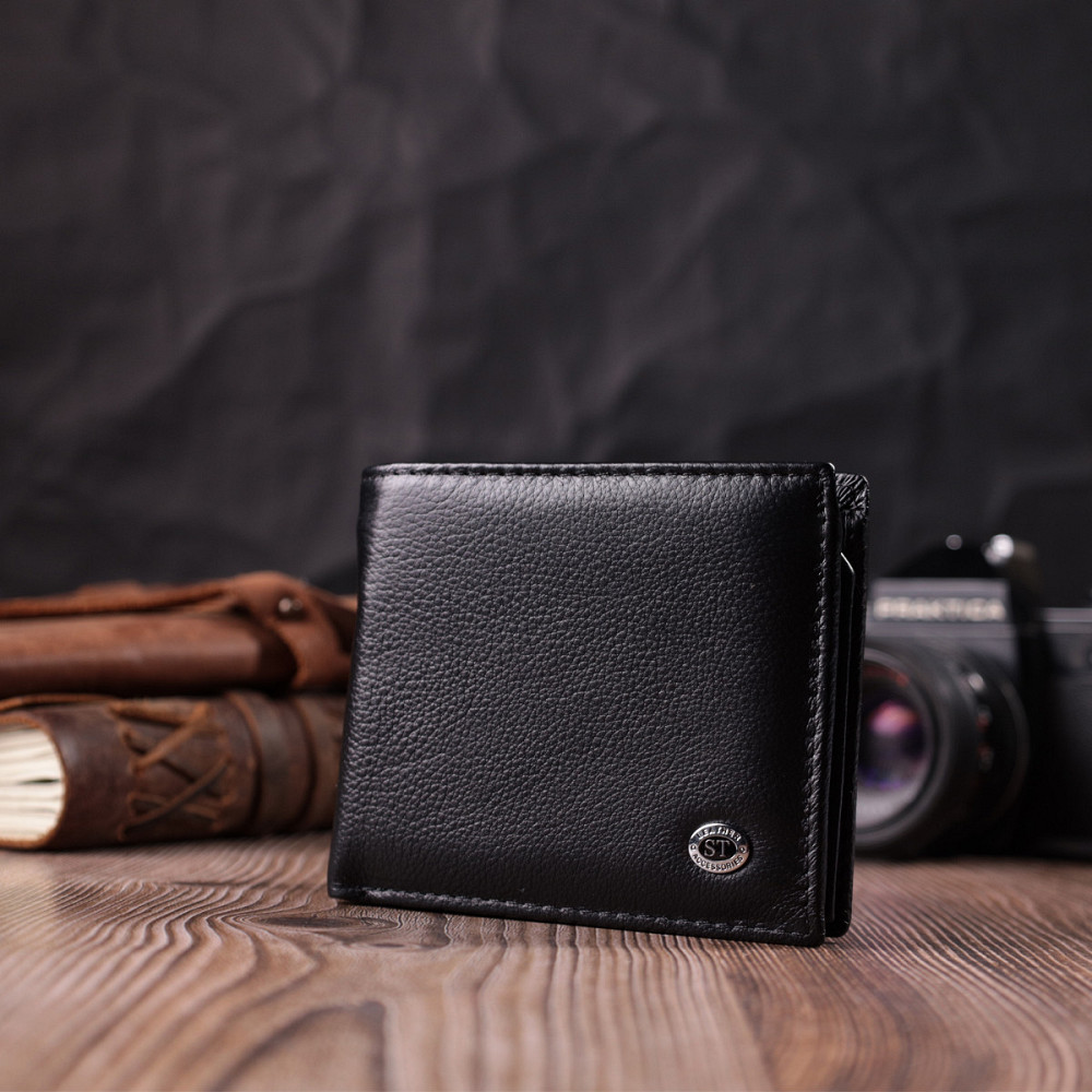 Стильный мужской кошелек из натуральной кожи ST Leather 22457 Черный Киев - изображение 8