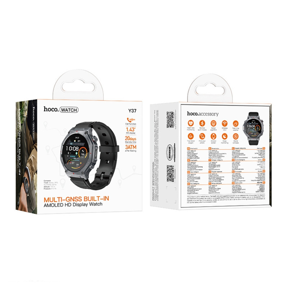 Смарт-годинник HOCO Y37 AMOLED 36mm. 520 mAh. GPS sports watch(call version) Black Одеса - фото 2