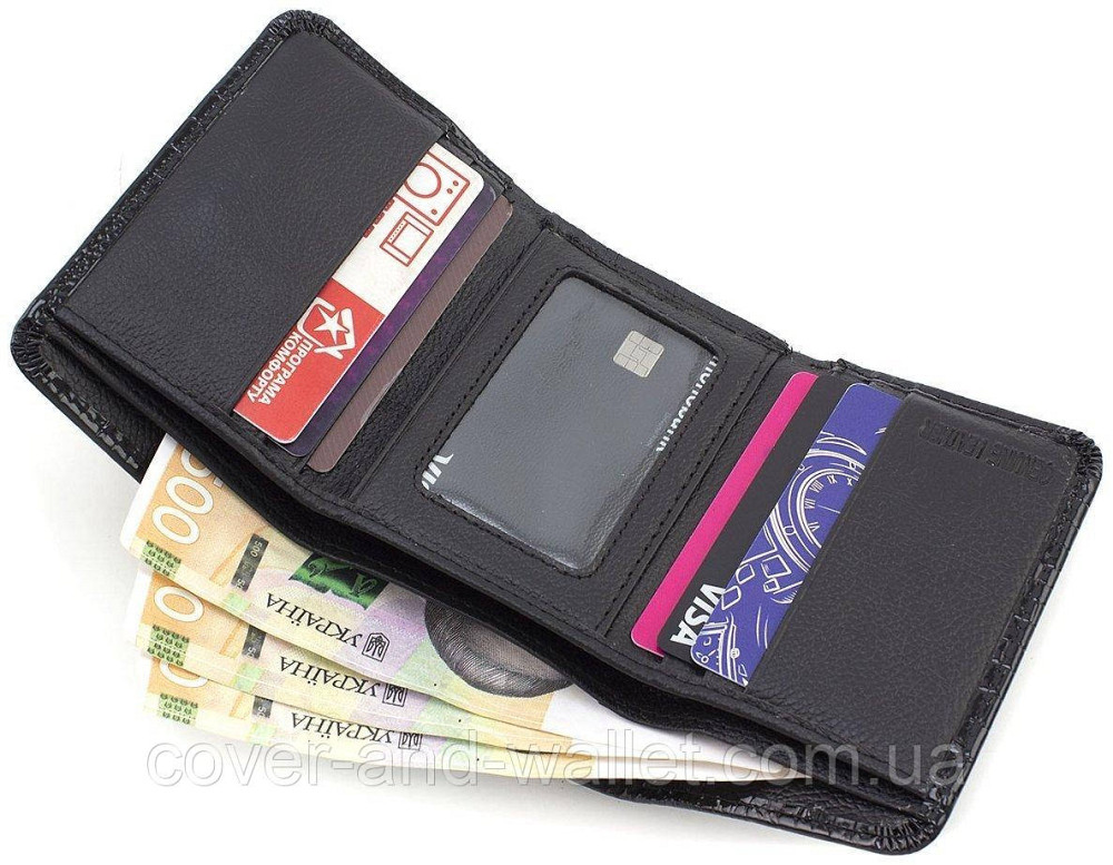 Красный лаковый маленький женский кошелек на магнитах с монетницей ST AE 403 Черный Киев - изображение 6