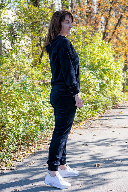 Спортивный костюм женский прогулочный велюровый, женский комплект темно-синий на молнии, спортивные костюмы женские Киев - изображение 3