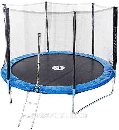 Батут детский Atleto 312 см с защитной сеткой и лестницей батут для детей садовый батут синий Мостиська