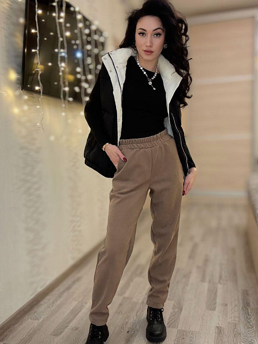 Женские утепленные брюки мом из вельвета на плотном флисе Мокко, 40/42 Одесса - изображение 1