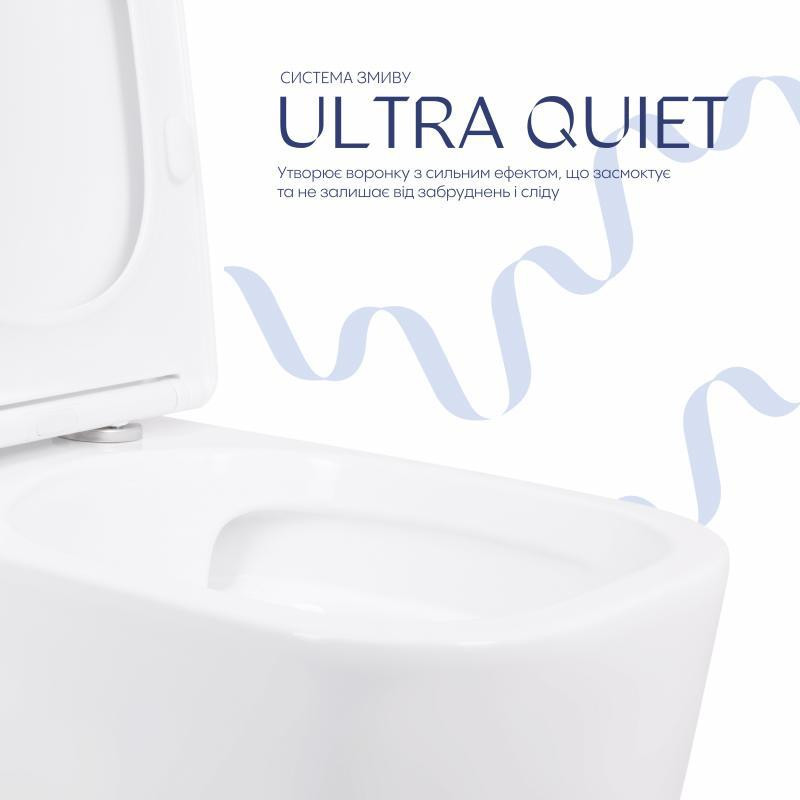 Унитаз напольный Qtap Aquarius Ultra Quiet 620×355×790 мм с сиденьем Soft-close, White QTAQAW27W49262 Киев - изображение 5