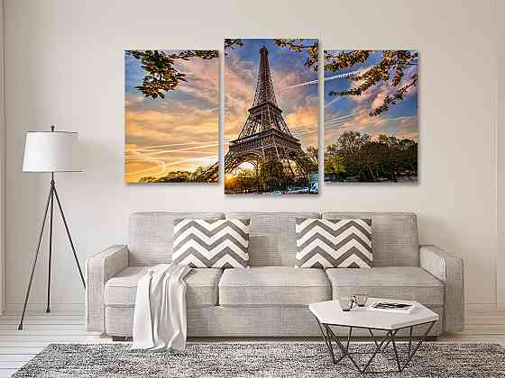 Модульная картина в гостиную / спальню  Ейфелева вежа Art-644_3 70x130 см Киев