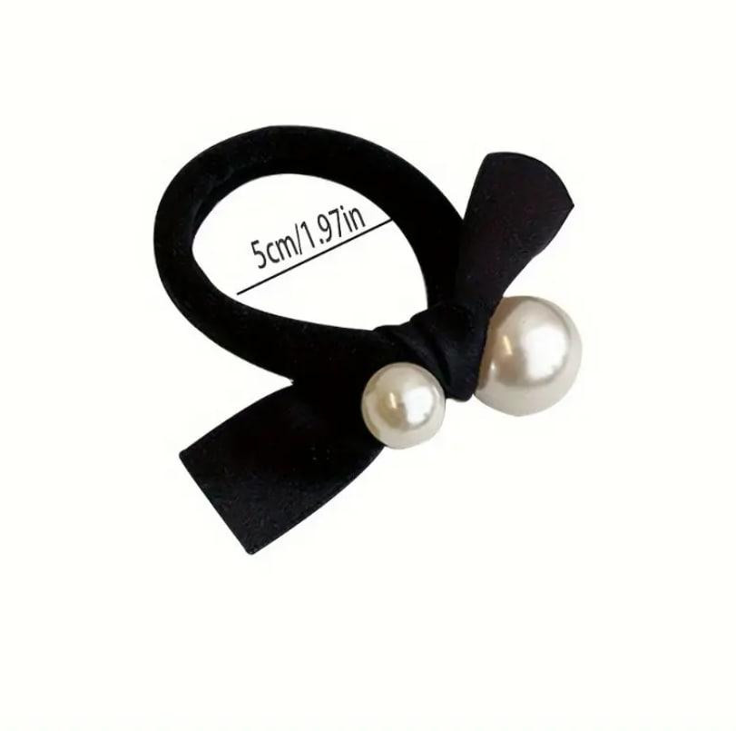 Набор резинок для волос с жемчужинами и бантом – 5 шт, чёрные аксессуары Киев - изображение 2