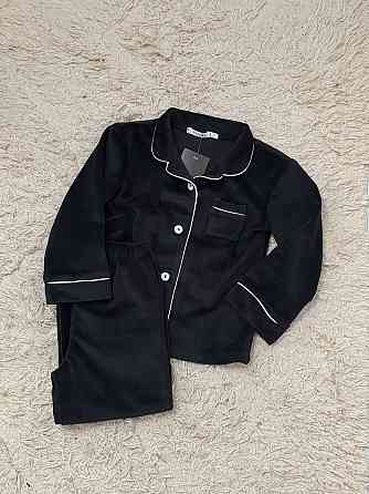 Дитяча велюрова тепла піжама одна кишеня Чорний 110-116 Харків