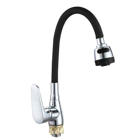 Смеситель для кухни с гибким изливом WEZER VRL415B-07 хром/черный Киев