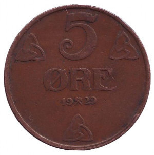 Монета 5 ері. 1929 рік, Норвегія. (БД) Полтава - photo 1