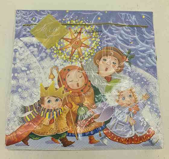 Новогодняя бумажная салфетка (ЗЗхЗЗ, 20шт) LuxyНГ Вечерние колядки(1229) (1 пачка) Харьков