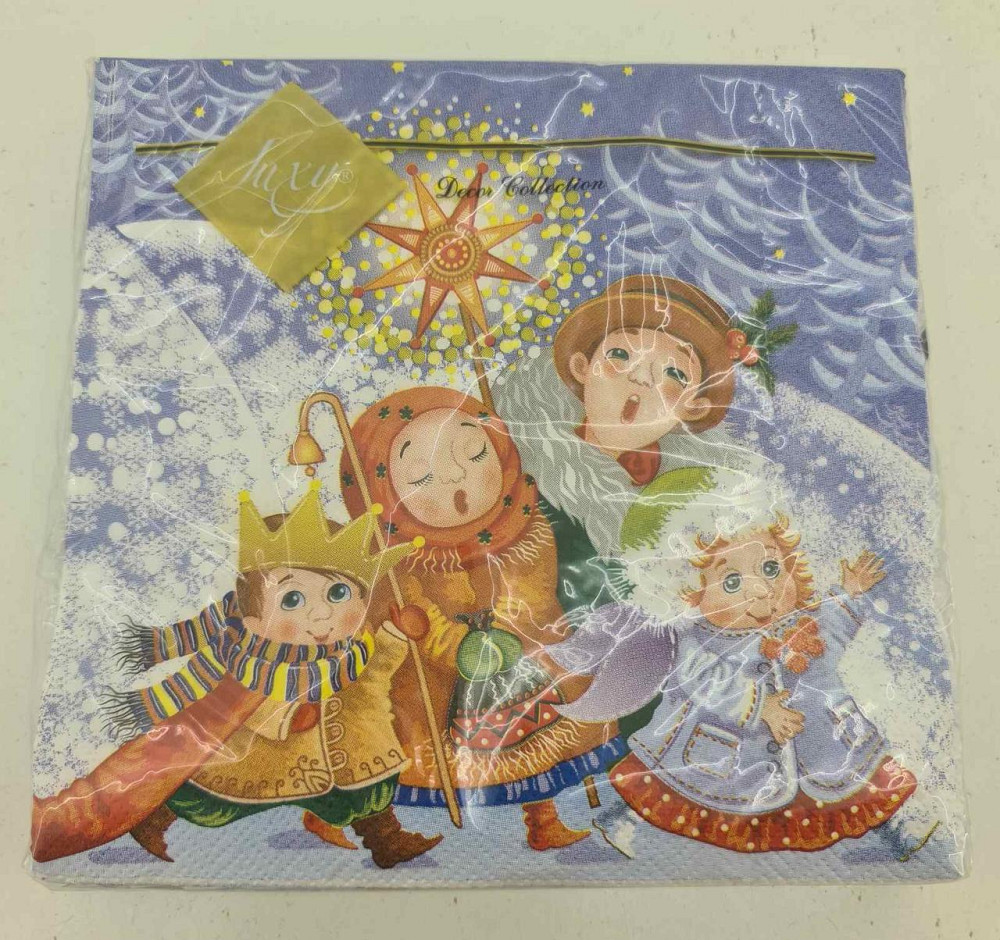 Новогодняя бумажная салфетка (ЗЗхЗЗ, 20шт) LuxyНГ Вечерние колядки(1229) (1 пачка) Харьков - изображение 3