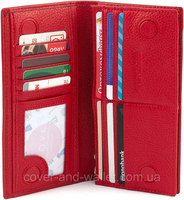 Тонкий женский кошелек купюрник красного цвета из натуральной кожи ST 152 A Red Киев - изображение 5