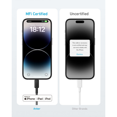 Дата кабель USB-C to Lightning 1.8m nylon 322 black Anker (A81B6G11) Винница - изображение 3