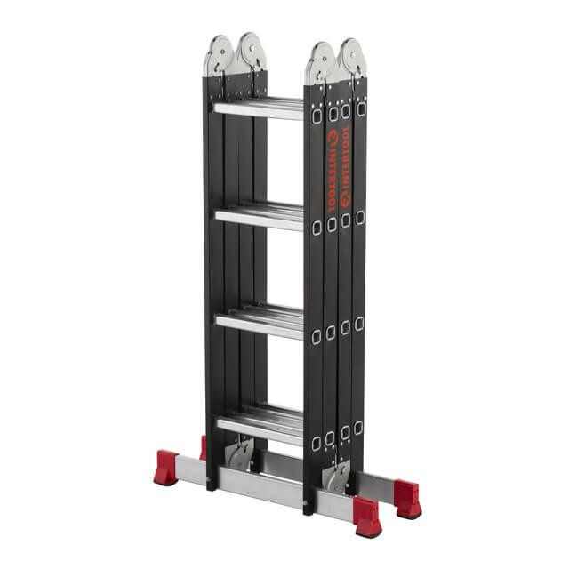 Драбина багатофункціональна трансформер, 4×4 сходинки, сталевий профіль, 4,45 м, 150 кг INTERTOOL LT-0024 Киев - изображение 9