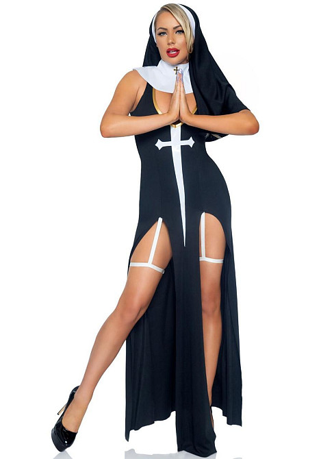 Костюм монашки-грішниці Leg Avenue Sultry Sinner S, сукня, головний убір, комір Sex Aura Київ - фото 3