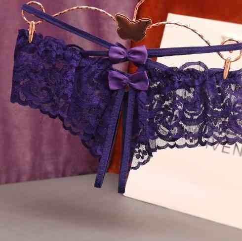 Трусики жіночі з розрізом і бантиками універсальний фіолетовий Київ