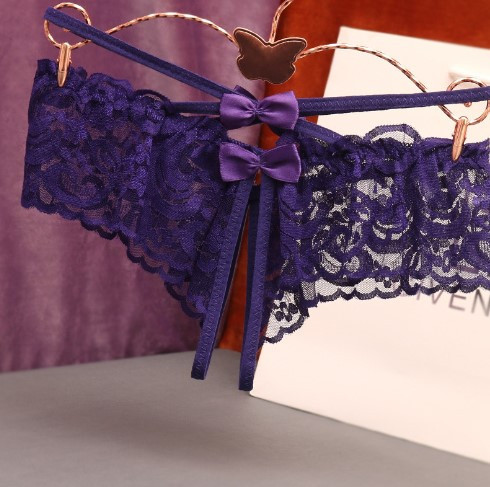 Трусики жіночі з розрізом і бантиками універсальний фіолетовий Київ - фото 4