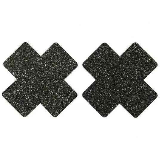 Наклейки на груди Хрест з блискітками 8*8см чорний Київ