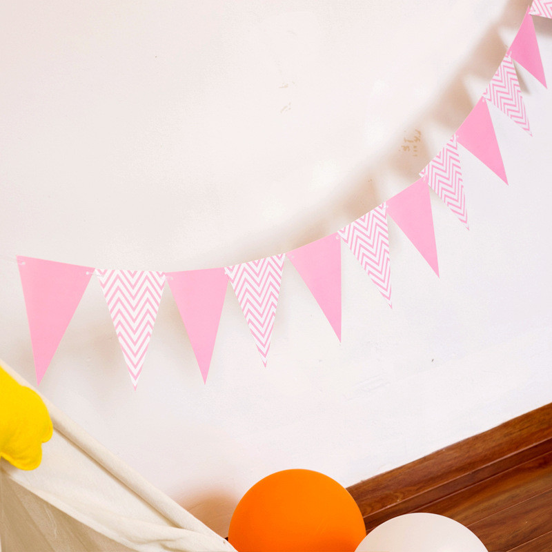 Гирлянда треугольники на праздник 4 м 18 на 13 см розовый Киев - изображение 1