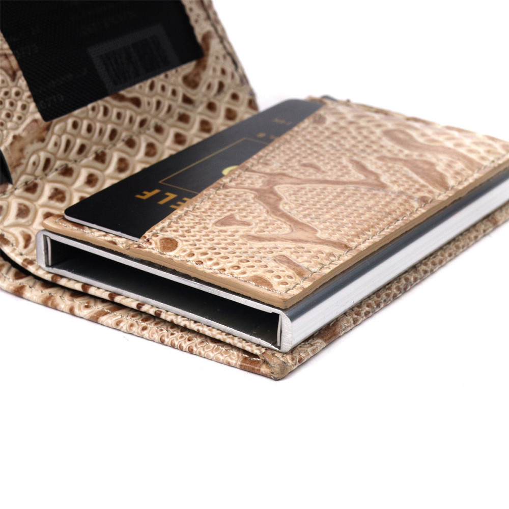 Візитниця із натуральної фактурної шкіри під змію Бежевий (KARYA) Київ - фото 7