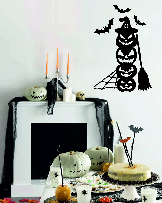 Декоративне настінне Панно «Хеллоуїн — гарбуза», Декор на стіну 70*47 см, Чорний Київ - фото 9