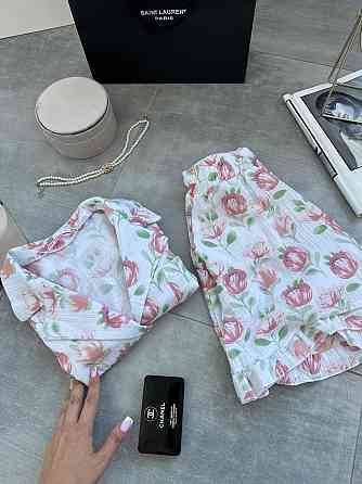 Женская принтованная пижама двойка из натурального муслина Молочный 2, 44/46 Одесса