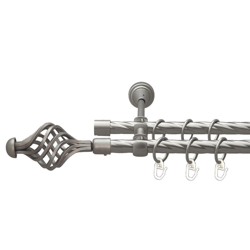 Карниз Orvit Арезо металевий дворядний відкритий скручена труба кільце металеве Сатин 16\16 мм 200 см (00-00022814) Львів - фото 1