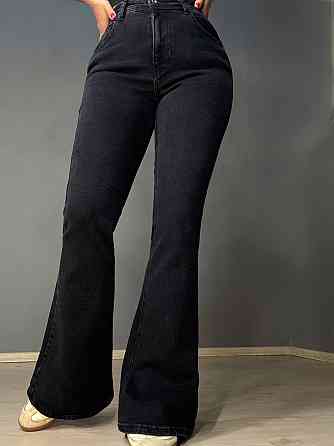 Джинсы женские Sherocco 7032 клеш от колена высокая посадка стрейчевые черные, черный, 28, 28, 72 см, 98 см Киев