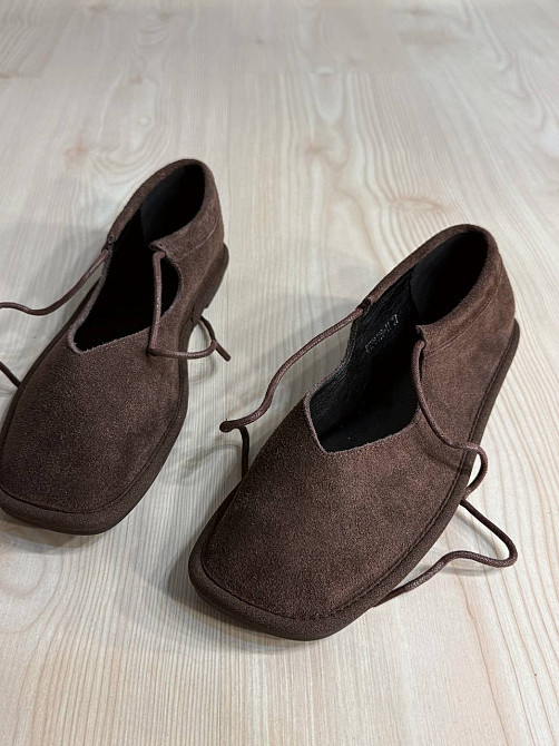 Балетки жіночі Meideli 0109-11 Mary Jane зі шнурком натуральна замша коричневі, 39, 25 см Київ - фото 2