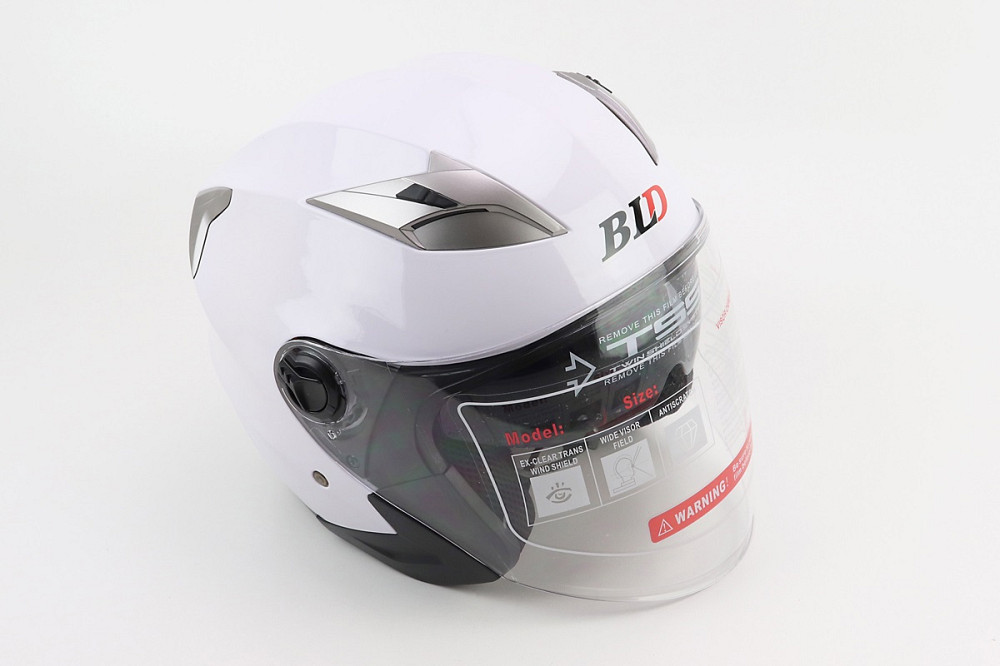 Шолом відкритий+відкидні окуляри BLD-708 М (57-58см), БІЛИЙ глянець Киев - изображение 1